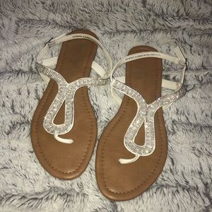 Women's White Sparkly Sandals